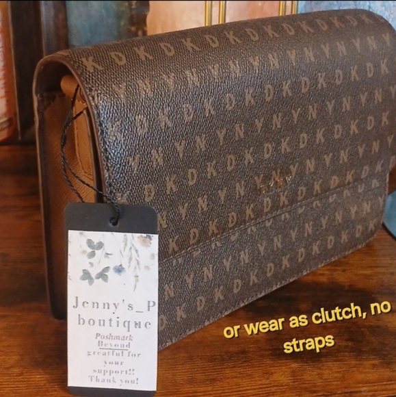 NEW!! DKNY Signature Logo Brown Bryant Flap Over Shoulder Bag/crossbody/ Clutch - Picture 17 of 17